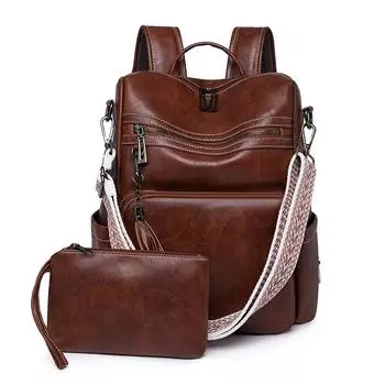 Женские мягкие кожаные рюкзаки большой емкости, женский рюкзак, повседневный дорожный дамский рюкзак, кошельки для отдыха для девочек-подростков чёрный