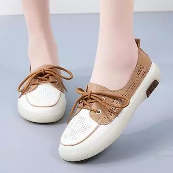 Женские мягкие мокасины, повседневные элегантные летние кроссовки, дышащие кожаные мокасины, обувь для школьников 35