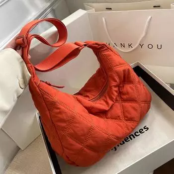 Женские мягкие нейлоновые боковые сумки 2024 года. Модные брендовые стеганые роскошные большие сумки. Женские сумки через плечо. Дизайнерский бренд. 32cmx30cmx11cm светло-бежевый