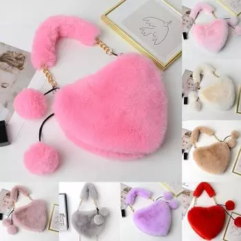 Женские мягкие плюшевые сумки на ремне, модные осенние сумки через плечо в корейском стиле и зимние сумки версии X9M9 Black-One size