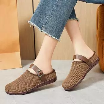 Женские мягкие повседневные сандалии с полузастежкой-молнией, обувь для отдыха на открытом воздухе из ПВХ-материала для взрослых, однотонная обувь для отдыха Size 36 кофейный