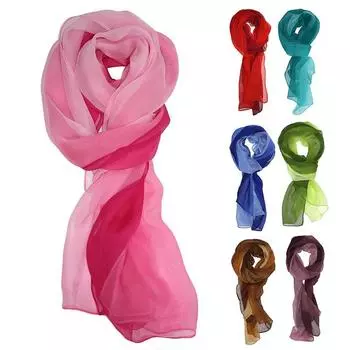 Женские мягкие шифоновые шали, шелковый шарф, тонкий градиент цвета, защита от солнца, дышащая женская мода