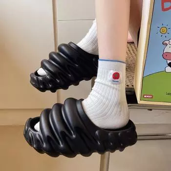 Женские мягкие тапочки Cloud, летние модные тапочки для пар, нескользящие твердые сандалии для ванной, женские тапочки Zapatos De Mujer 36-37 чёрный