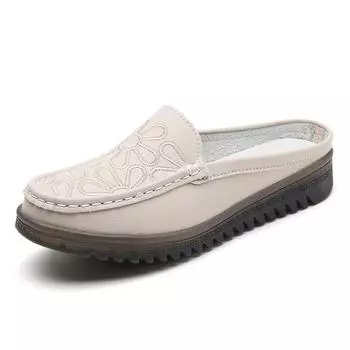 Женские мягкие туфли без шнуровки, повседневные элегантные летние дышащие кожаные черные мокасины 35 чёрный