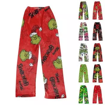 Женские мягкие удобные пижамные штаны женские повседневные домашние брюки зимние L армия зеленый