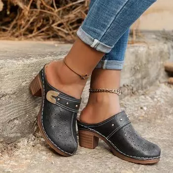 Женские мюли Baotou Slope Heel с закрытым носком и мягкой подошвой, удобные туфли для ходьбы 43 белый