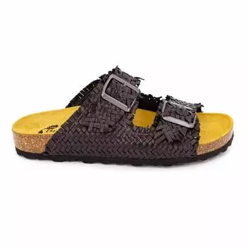 Женские мюли с двойным ремешком и пряжкой с эффектом плетения BIOSTOCK 37 чёрный