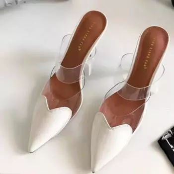 Женские мюли с острым носком, без застежек, в стиле пэчворк, с сердечками, из лакированной кожи, элегантные, на тонком высоком каблуке, без застежек, женские туфли-лодочки 35 красный