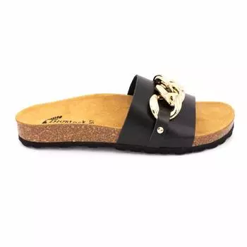Женские Мюли с простым черным ремешком и золотой цепочкой BIOSTOCK 39 чёрный