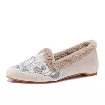 Женские мюли с вышитым лотосом и острым носком в стиле чонсам на весну и осень size 37 розовый