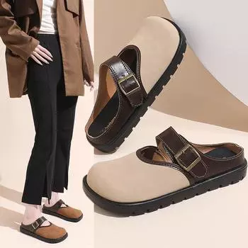 Женские мюли, тапочки, туфли на плоской подошве с квадратным носком, летние дизайнерские повседневные сандалии для улицы, новинка 2024 года, удобные шлепанцы, шлепанцы Zapatos Mujer 35 бежевый