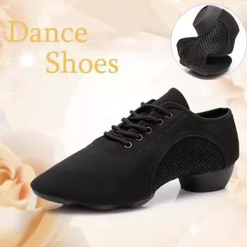 Женские/мужские джазовые туфли Кроссовки для современных танцев Обувь для латинских танцев Обувь для учителей Сетчатая дышащая 34 чёрный