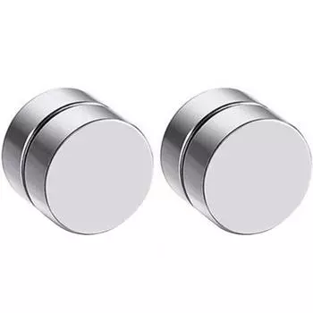 Женские мужские круглые серьги-гвоздики из нержавеющей стали с магнитным зажимом без пирсинга серебряный