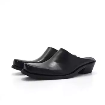 женские мужские повседневные тапочки кожаные туфли Muller мужские мокасины уличные нескользящие черные повседневные полутапочки модная обувь мужские большие размеры 35 чёрный