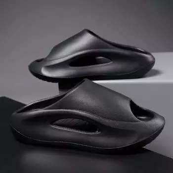 Женские/мужские сандалии для дома и улицы, пляжные тапочки с алфавитным элементом, женские уличные пляжные тапочки большого размера 36/37 чёрный