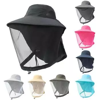 Женские/мужские солнцезащитные шляпы с козырьком, летние дышащие уличные аксессуары из сетки от насекомых и комаров