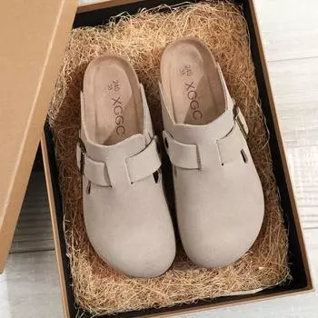 Женские мужские туфли унисекс с закрытым носком, пряжкой, ремешком, дизайном, без застежек, туфли на плоской подошве, туфли-мюли, пробковые тапочки 36