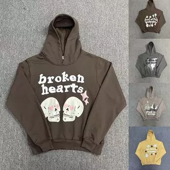 Женские мужские унисекс модные повседневные универсальные повседневные толстовки с круглым вырезом повседневные толстовки с длинным рукавом в стиле пэчворк M коричневый