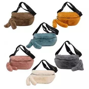 # Женские нагрудные сумки, повседневная пушистая сумка через плечо с регулируемым ремешком, осень-зима, Pur синий