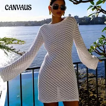 Женские накидки весна-лето пляжное платье однотонное сексуальное трикотажное пляжное бикини купальник накидка солнцезащитная одежда S слоновая кость