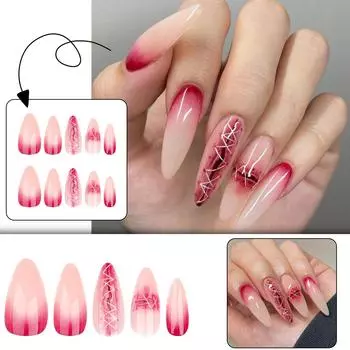 Женские накладные ногти на Хэллоуин, новые, премиум-класса, с 3D-градиентом (Клей 2мл) One Size красный