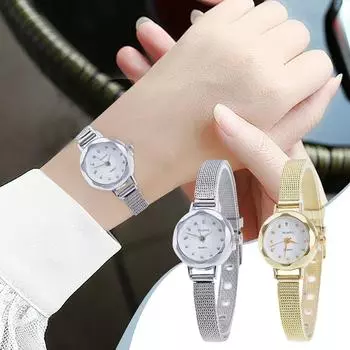 Женские наручные часы из нержавеющей стали с сетчатым ремешком One Size золотой