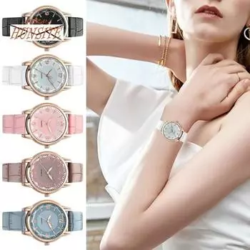 Женские наручные часы с тремя стрелками из нержавеющей стали, ремешок из искусственной кожи, круглый циферблат, точный дисплей времени, женские кварцевые часы, подарок на день рождения, годовщину розовый