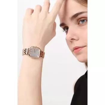 Женские наручные часы Turgon с серебряным циферблатом и розовым ремешком