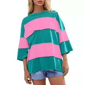 Женские негабаритные толстовки с круглым вырезом, футболки с длинными рукавами и цветными блоками, повседневные топы L бежевый