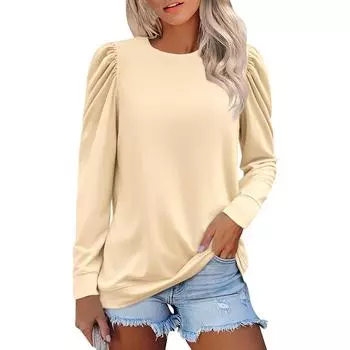 Женские негабаритные толстовки с круглым вырезом, футболки с длинными рукавами и цветными блоками, повседневные топы L бежевый