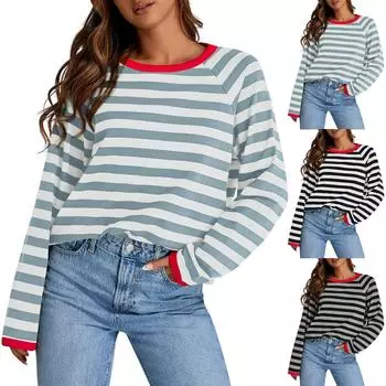 Женские негабаритные толстовки с круглым вырезом, футболки с длинными рукавами и цветными блоками, повседневные топы S бежевый