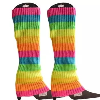 Женские неоновые гетры в рубчик, вязаные шерстяные длинные носки-ботинки, спортивные аксессуары для йоги и танцев YSX