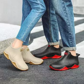 Женские непромокаемые галоши, резиновая обувь с изоляцией из ПВХ, водонепроницаемые рабочие резиновые сапоги, модные однотонные нескользящие садовые сапоги 44 чёрный