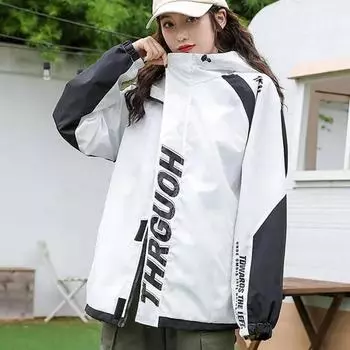 Женские непромокаемые куртки, весенне-осенняя бутиковая ветровка с капюшоном, мягкие и удобные топы на молнии, повседневные свободные пальто S белый