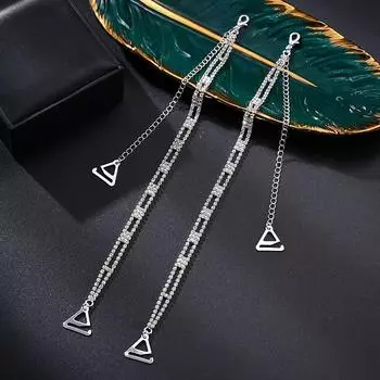 Женские нескользящие бретели со стразами Cross-Border со съемными аксессуарами для бюстгальтера Style 1, 1.8cm triangle hook чёрный