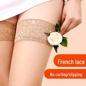 Женские нескользящие чулки выше колена из шелкового кружева Fenna – Коллекция Весна/Осень 124A, One Size