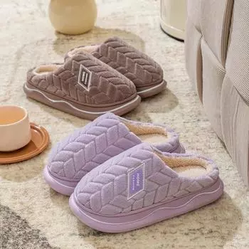 Женские нескользящие домашние тапочки из хлопка с толстой подошвой для весны, осени и зимы — уютные и теплые для домашнего использования 40-41 (Suitable for Size 39-40)