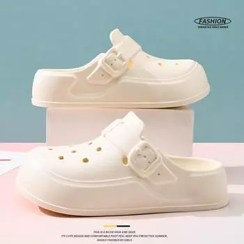 Женские нескользящие дышащие пляжные сандалии, толстая подошва EVA, без запаха, износостойкие 37-38 чёрный