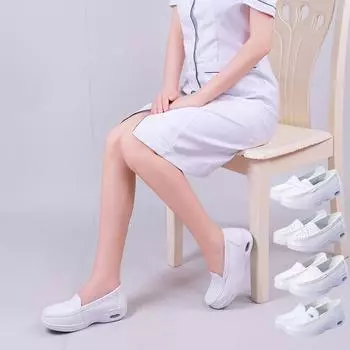 Женские Нескользящие качели из натуральной кожи с массажной стелькой на воздушной подушке, рабочая обувь для медсестер на платформе 41