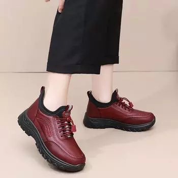 Женские нескользящие легкие прочные кроссовки универсальные удобные кроссовки на шнуровке для зимы повседневная мягкая обувь для ходьбы 39 красный
