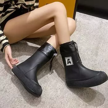 Женские нескользящие резиновые сапоги в студенческом стиле 36 зелёный