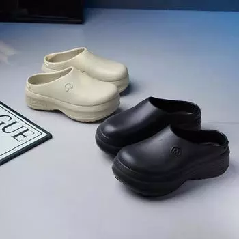 Женские нескользящие тапочки с закрытым носком, женские мягкие водонепроницаемые дышащие сандалии из ЭВА на плоской толстой подошве, женская верхняя одежда, домашняя обувь 36-37 чёрный