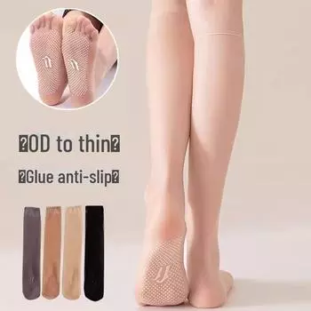 Женские нескользящие ультратонкие прозрачные чулки до голени - Anti-Snag Summer Crystal Silk crystal dot rubber sole