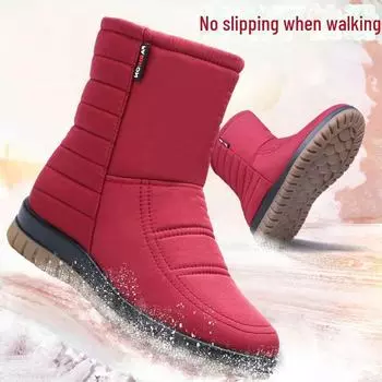 Женские нескользящие водонепроницаемые зимние ботинки — мягкие, толстые, модные и удобные для людей среднего и пожилого возраста Size 41
