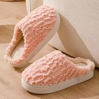 Женские нескользящие зимние хлопковые тапочки - плюшевые, с толстой подошвой для использования в помещении. 40-41 серый