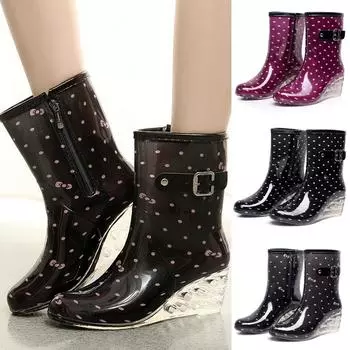 Женские нескользящие зимние сапоги в стиле панк, резиновые сапоги для отдыха на воде на танкетке 39 белый