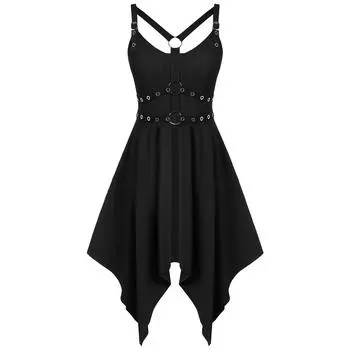 Женские нестандартные платья Сексуальные платья Однотонные платья без рукавов L чёрный
