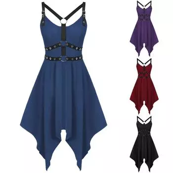 Женские нестандартные платья Сексуальные платья Однотонные платья без рукавов XXL фиолетовый