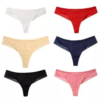 Женские невысокие невидимые стринги сплошной цвет сетки полупрозрачный кружев Жаккард G-string Свет Мягкие дышащие трусы L