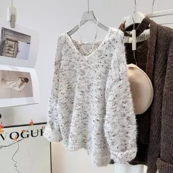 Женские нежные, красочные, ленивые свитера, осень и зима, одежда высокого класса, свободные и мягкие трикотажные топы one size кофейный